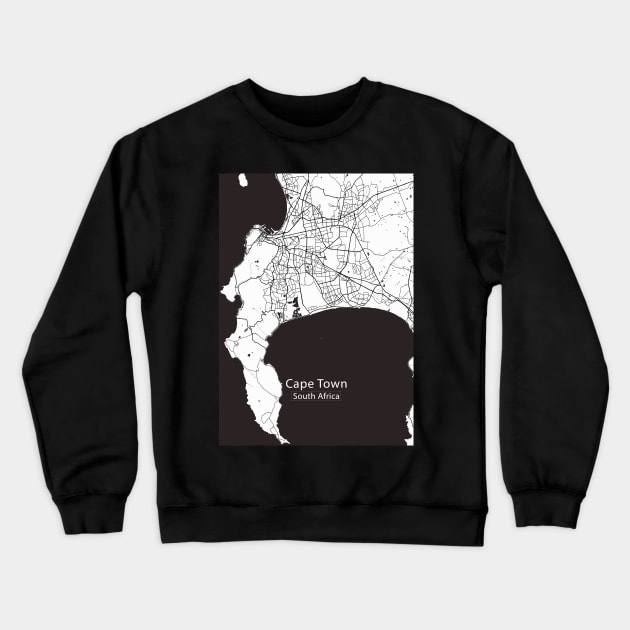 Cape Town South Africa City Map Crewneck Sweatshirt by Robin-Niemczyk